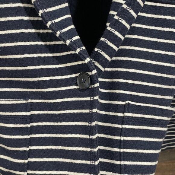 GAP Women's Large navy & white striped single button casual knit blazer jacket - Picture 9 of 9